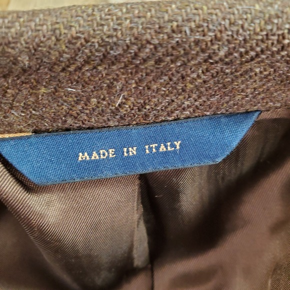 VTG Brooks Brothers Loro Piana Cashmere Blazer Mens 43R Brown Coarsehair Italy - Picture 12 of 13
